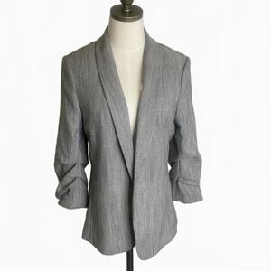H&M Women's Size Medium Gray Herringbone Open Front Blazer Jacket